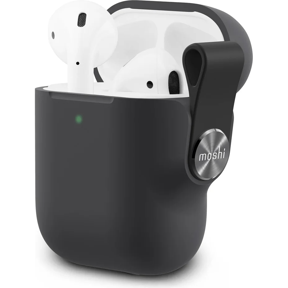 Чехол Moshi Pebbo для AirPods (1st and 2nd Gen). Материал силикон. Цвет: черный.